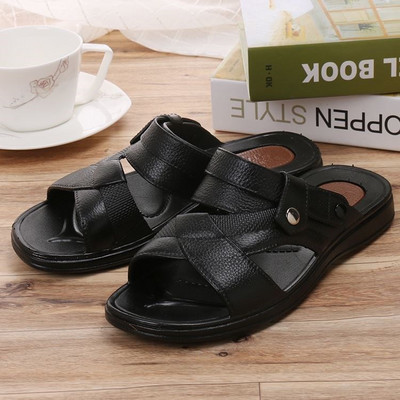 Férfi kerek szandál műbőrből, lapos talppal