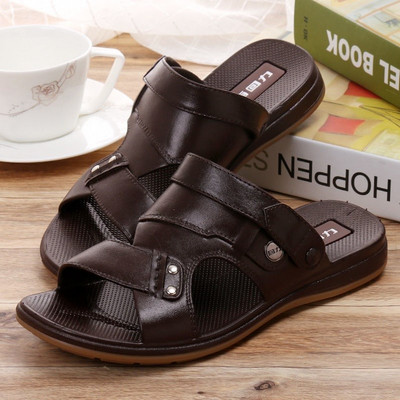 Férfi kerek szandál műbőrből, lapos talppal