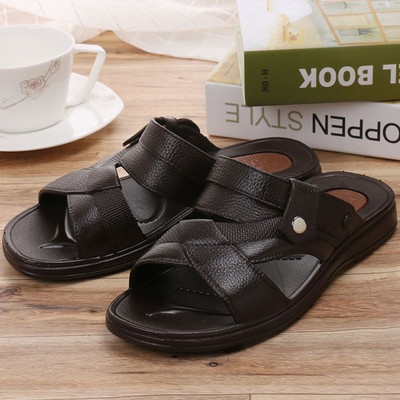 Férfi kerek szandál műbőrből, lapos talppal