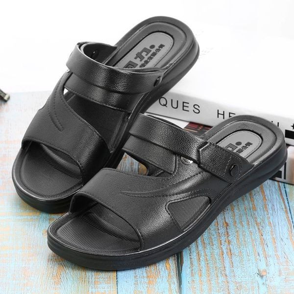 Férfi kerek szandál műbőrből, lapos talppal