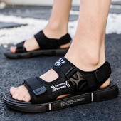 Χαλαρά υφασμάτινα σανδάλια με επίπεδη σόλα