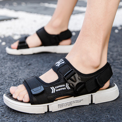 Χαλαρά υφασμάτινα σανδάλια με επίπεδη σόλα