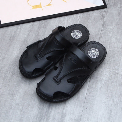 Vyriški kvėpuojantys dirbtinės odos sandalai plokščiu padu