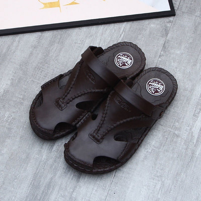 Vyriški kvėpuojantys dirbtinės odos sandalai plokščiu padu