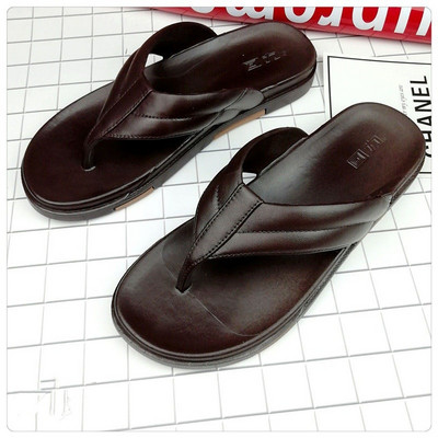 Ανδρικές παντόφλες casual faux leather ανάμεσα στα δάχτυλα