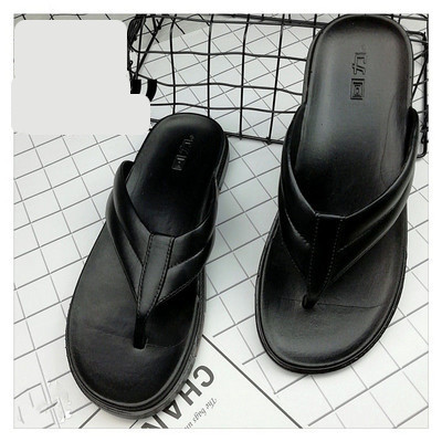 Ανδρικές παντόφλες casual faux leather ανάμεσα στα δάχτυλα