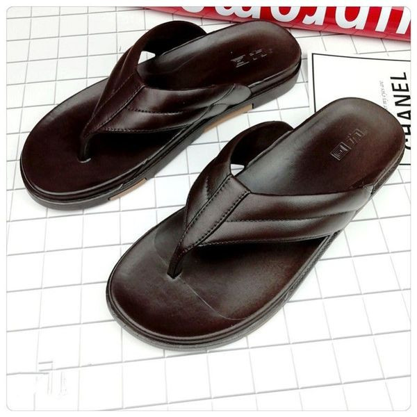 Ανδρικές παντόφλες casual faux leather ανάμεσα στα δάχτυλα