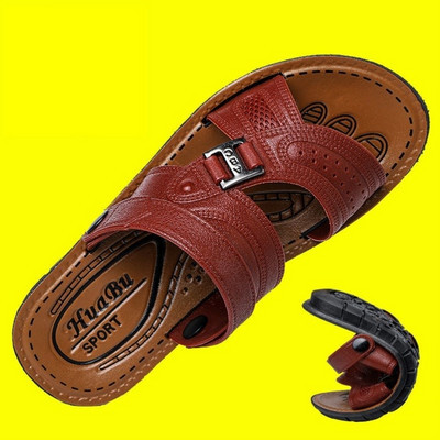 Vyriški eko odos sandalai su perforuotu dirželiu ir metaline sagtimi