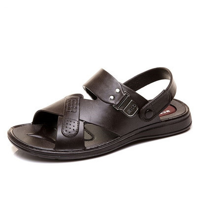 Alkalmi férfi eko bőr szandál fém díszítéssel