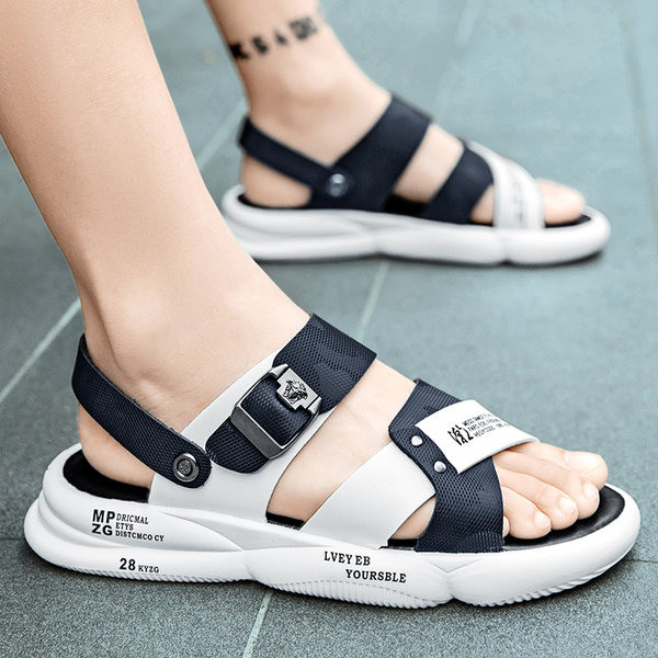 Ανδρικά σανδάλια με επίπεδη σόλα και λουράκια από οικολογικό δέρμα