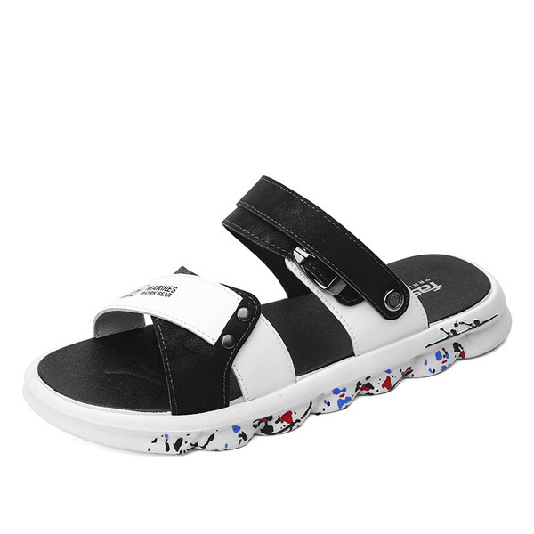 Ανδρικά σανδάλια με χρωματιστή σόλα και δερμάτινα λουράκια