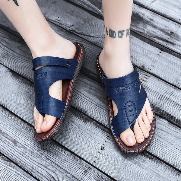 Öko bőr nyári férfi papucs