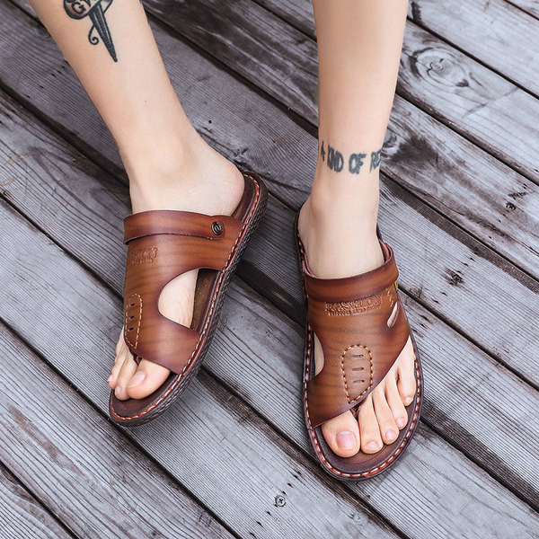 Öko bőr nyári férfi papucs