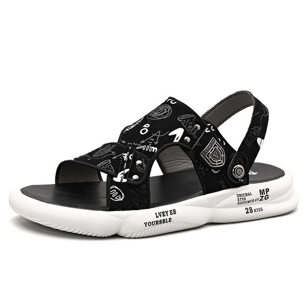 Férfi szandál gumitalppal és textil pántokkal