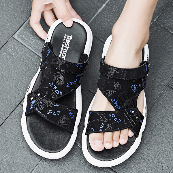 Férfi szandál gumitalppal és textil pántokkal