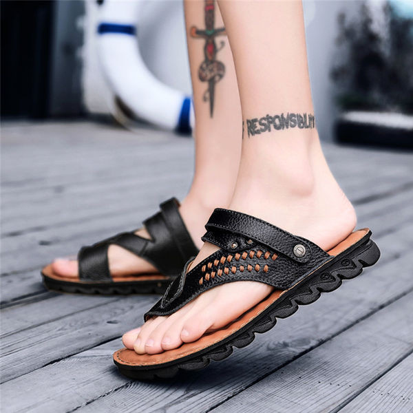 Férfi bőr lábujj papucs