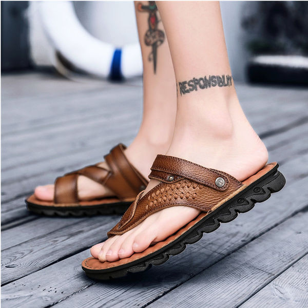 Férfi bőr lábujj papucs