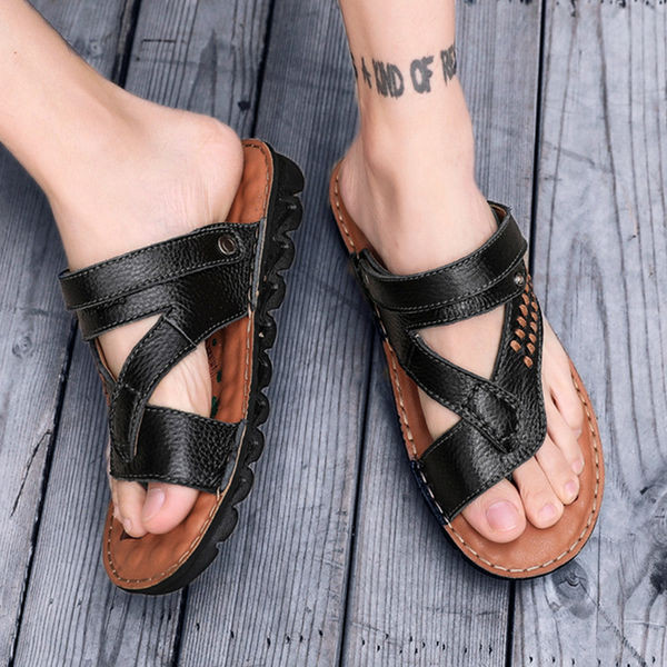 Férfi bőr lábujj papucs