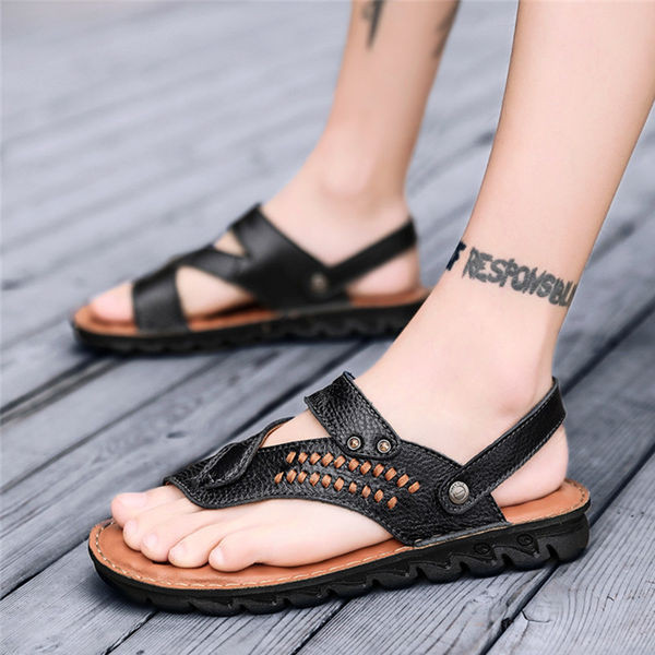 Férfi bőr lábujj papucs