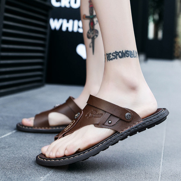 Καλοκαιρινές έκο δερμάτινες παντόφλες για άνδρες