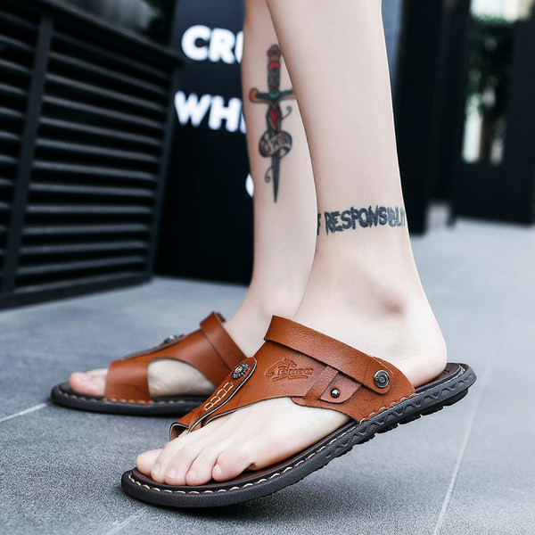 Καλοκαιρινές έκο δερμάτινες παντόφλες για άνδρες