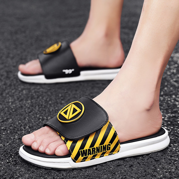 Ανδρικές έκο δερμάτινες παντόφλες με επίπεδη σόλα