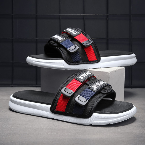 Ανδρικές παντόφλες casual με υφασμάτινο λουράκι και επίπεδη σόλα