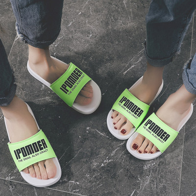 Világító férfi papucs felirattal, lapos talppal