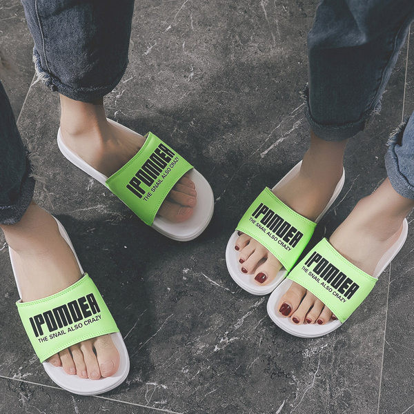 Világító férfi papucs felirattal, lapos talppal