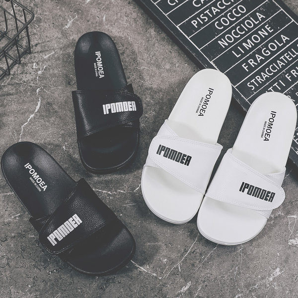 Ανδρικές παντόφλες με velcro και επιγραφή