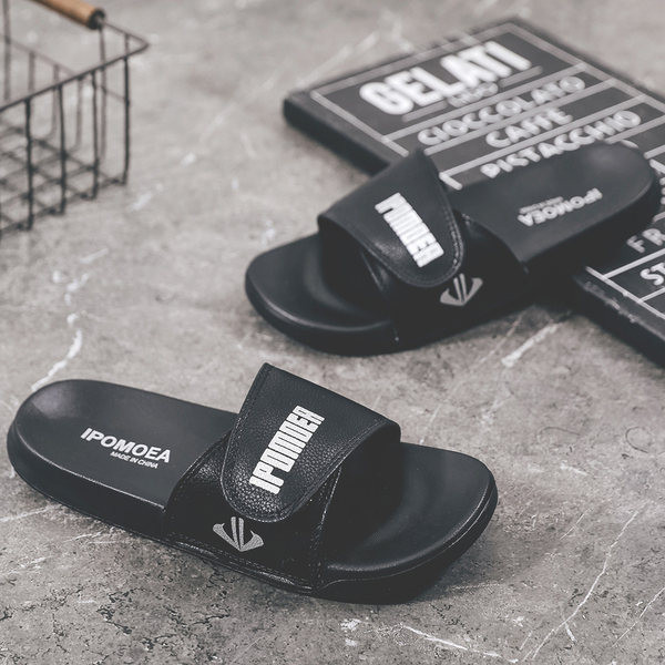 Ανδρικές παντόφλες με velcro και επιγραφή