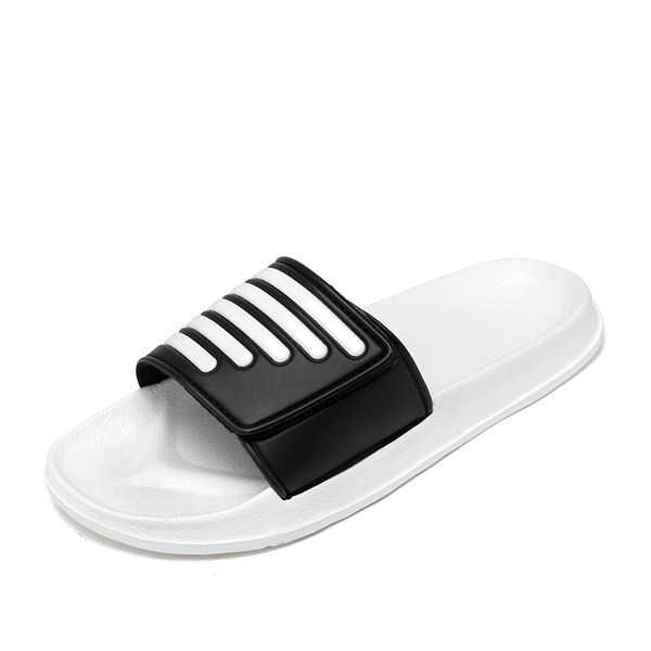 Férfi strand bőr papucs fekete-fehér színben