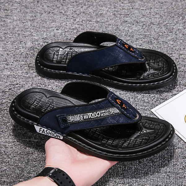 Ikdienas vīriešu čības ar tekstila lencēm - starp pirkstiem