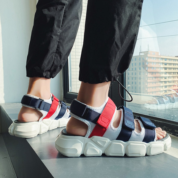 Ανδρικά υφασμάτινα σανδάλια με στερέωση βελκρό