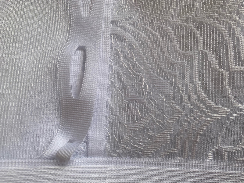 Комплект пердета Matylda - 1 бр Перде дантела с отвори за поставяне, 50 х 150 cm, Бял + 1 бр перде с ширит лента, дантела, 250 x 120 cm, 100 % Полиестер, Бял