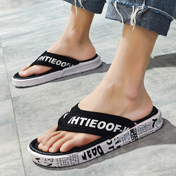 Ikdienas vīriešu čības ar uzrakstu uz lencēm