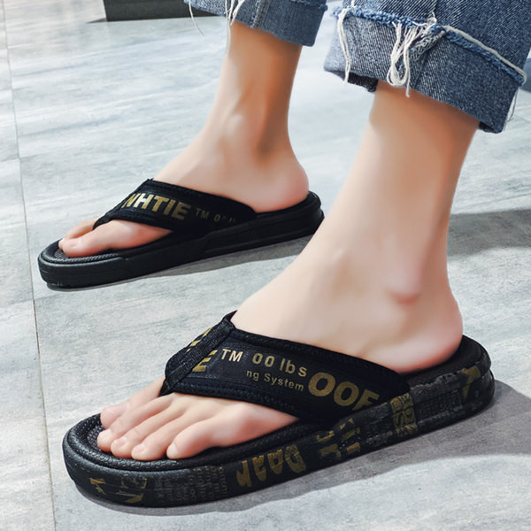 Ikdienas vīriešu čības ar uzrakstu uz lencēm