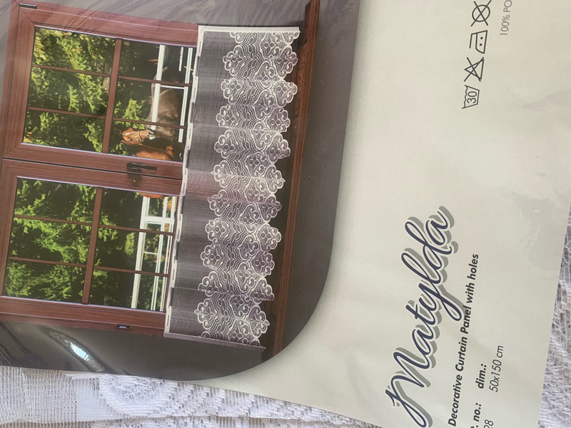  1 бр Перде дантела с отвори за поставяне, 50 х 150 cm, 100 % Полиестер, Бял