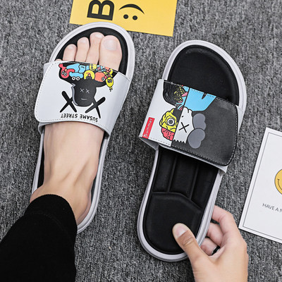 Alkalmi férfi papucs lapos talppal és rátéttel