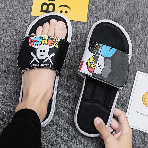 Alkalmi férfi papucs lapos talppal és rátéttel