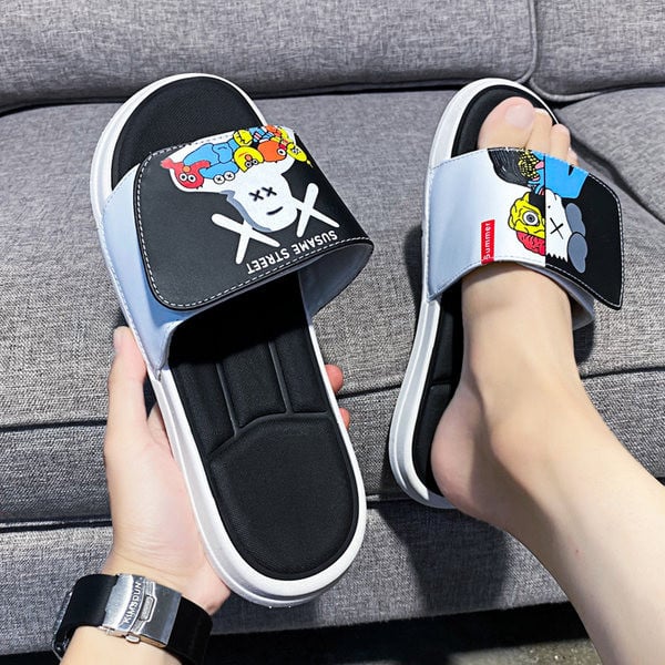 Alkalmi férfi papucs lapos talppal és rátéttel