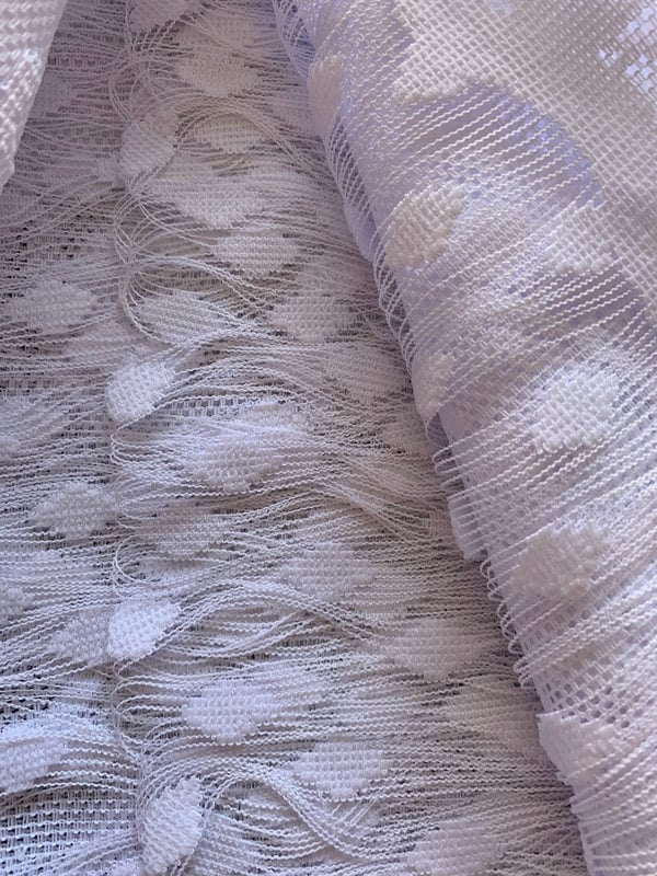 Комплект 2 готови пердета за прозорец и врата дантела с ширит лента Tina 300 x 170 cm + 180 x 250 cm, 100 % Полиестер, Бял цвят