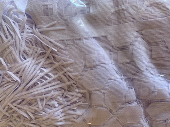 Перде с ширит лента Kendra, дантела и ресни, 250x160 cm, 100% Полиестер, Бял