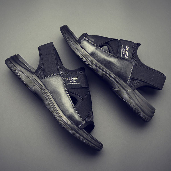 Vīriešu ikdienas sandales ar lencēm no eko ādas un tekstila