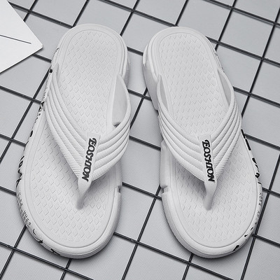 Alkalmi férfi papucs textilpánttal, lapos talppal