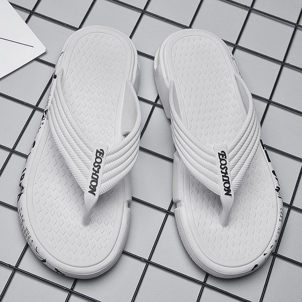 Alkalmi férfi papucs textilpánttal, lapos talppal