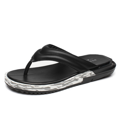 Vīriešu ikdienas čības no eko ādas caur purngaliem