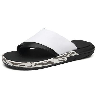 Vīriešu ikdienas čības no eko ādas caur purngaliem