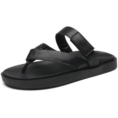 Vīriešu ikdienas čības no eko ādas caur purngaliem