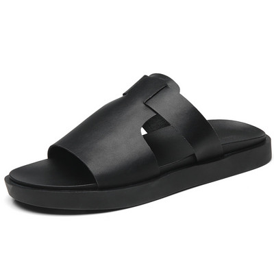 Vīriešu ikdienas čības no eko ādas caur purngaliem